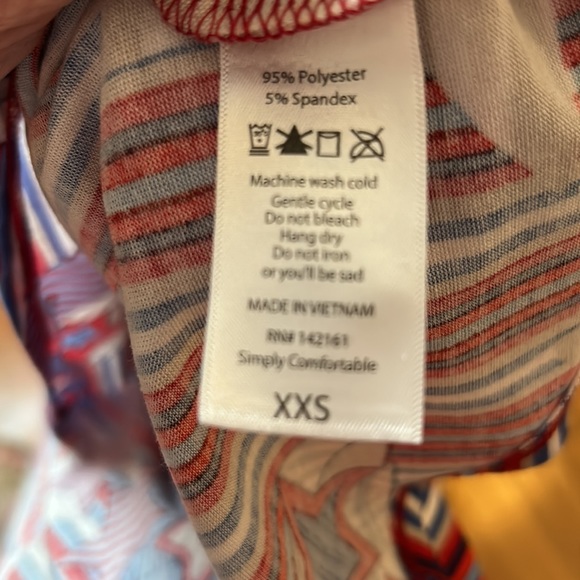 LuLaRoe Carly Dress - size XXS - Red, White, Blue, Tan - Stars and Stripes - Picture 8 of 8